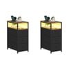 Ufurniture 2PCS Narrow Side Table with 3 Drawers Night Stand Sofa End Table,  Black and Walnut