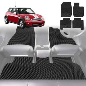 6D Diamond Car Floor Mats for MINI Cooper 3-Door Hatch (R56)2006-2013-Full Set-Black-Outback GT