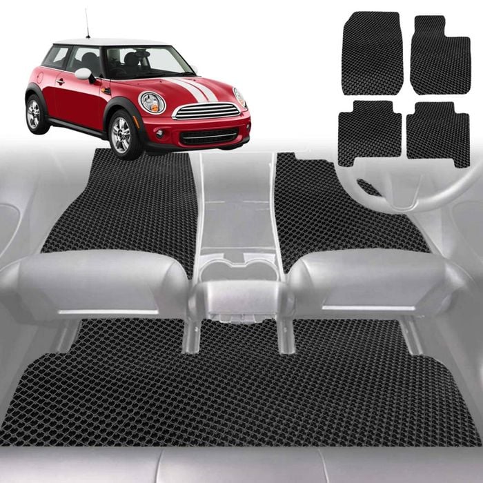 6D Diamond Car Floor Mats for MINI Cooper 3-Door Hatch (R56)2006-2013-Full Set-Black-Outback GT