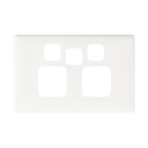HPM LINEA Double Powerpoint With Extra Hole Coverplate - White
