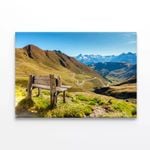 Bench with Grass & Mountains  Print 100% Australian Made 120 x 90cm  (Stretched)