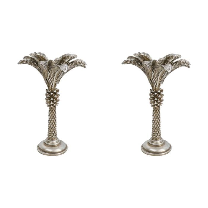2PK LVD Queen Palm Champagne Candle Holder Large Decorative Ornament Home Decor
