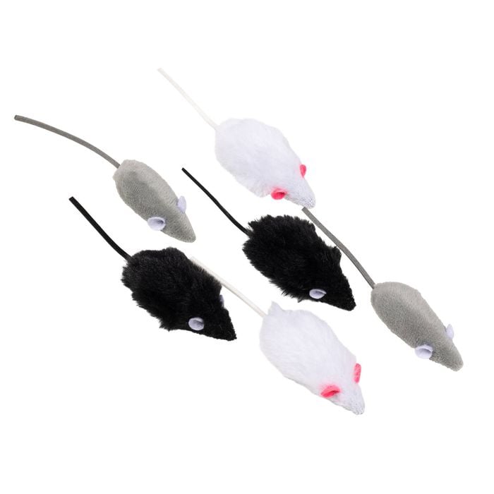 Happy Tails Rattling Mice Cat Toys - 6 Pack