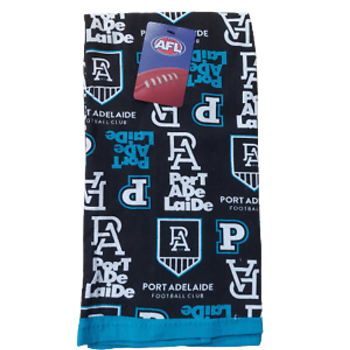 AFL Team Supporter Cotton Tea Towel - Port Adelaide Power - 40cm x 60cm