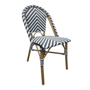 Bolero Parisian Style Rattan Side Chair Black Stackable Indoor Outdoor 2 Pack 890h X 564w X 490dmm