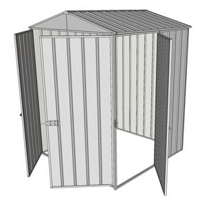 Build-a-Shed 1.5 x 1.5 x 2.3m Double Hinged Door Gable Shed with Single Hinged Side Door - Zinc