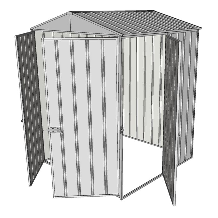 Build-a-Shed 1.5 x 1.5 x 2.3m Double Hinged Door Gable Shed with Single Hinged Side Door - Zinc