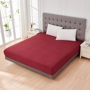 LINENOVA Deep Pocket Ultra-Soft Microfibe Fitted Sheet - Single, Burgundy