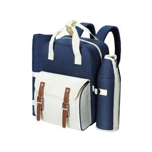 Alfresco Picnic Basket Backpack Set Cooler Bag 4 Person Blue