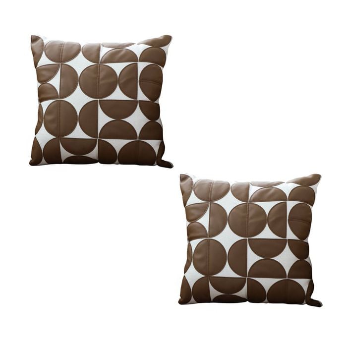 SOGA 2X 45cm Brown Leather Throw Pillows – Square Cushions