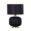 Cla Lighting Lusso Interior Drum Shade Ceramic Base Table Lamp Black With Antique Brass Highlight Black Base