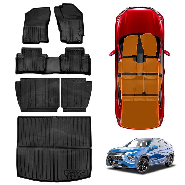 3D Floor Mats Boot Liner Set for Mitsubishi Eclipse Cross 2021-2025 Cargo Kick Back Seat Protector