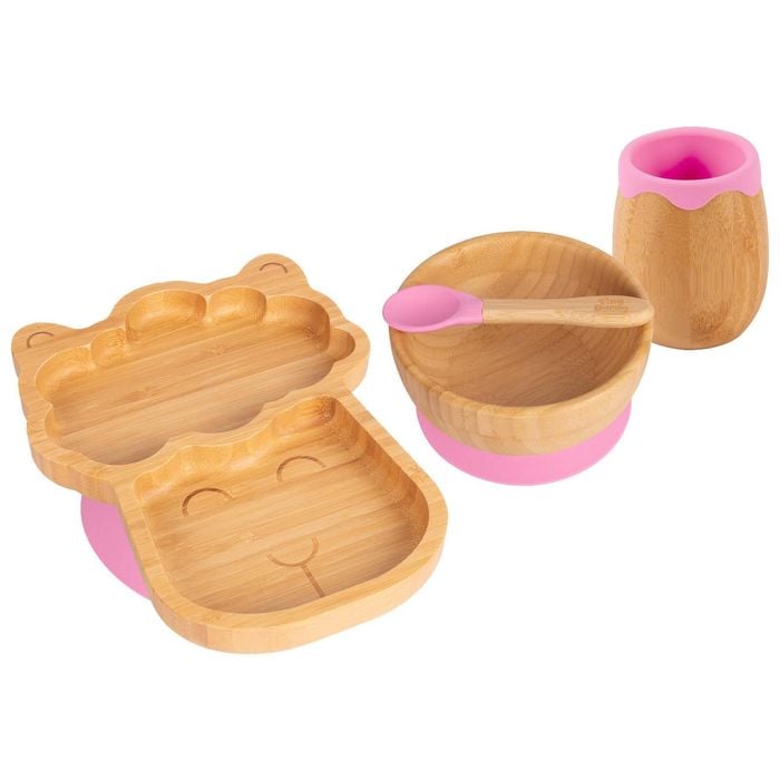 Tiny Dining 4pc Bamboo Llama Baby Feeding Set with Suction Cup