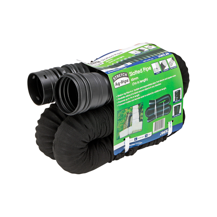 Reln Stretch Ag-Pipe 65mm x 7m Slotted and Socked