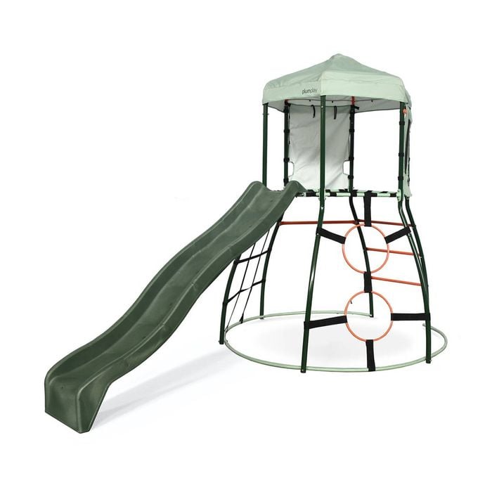 Plum Play Kids/Children Outdoor Metal Climbing Dome frame with Slide - Green 3y+