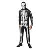 Adult Skeleton Halloween Costume Jumpsuit with Skull Hood Scary Halloween Outfit, Medium