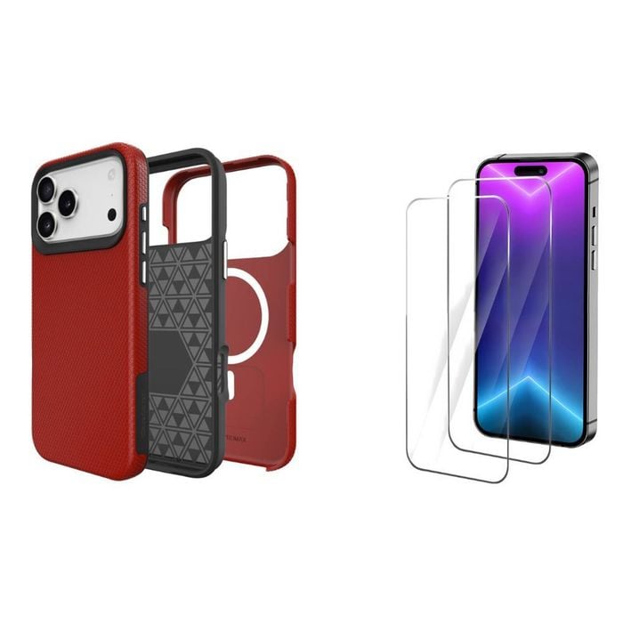 Icoverlover For Iphone 17 Pro Case Compatible With Magsafe Tough Red + 2x Screen Protectors