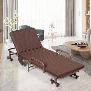 Costway Folding Guest Bed W/mattress Camping Brown