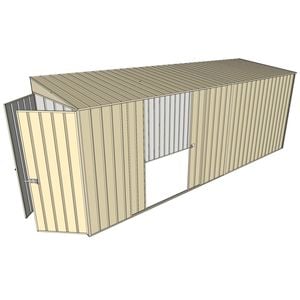Build-a-Shed 1.5 x 5.2 x 2m Double Sliding Side Door Skillion Shed - Cream