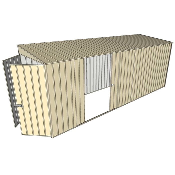 Build-a-Shed 1.5 x 5.2 x 2m Double Sliding Side Door Skillion Shed - Cream