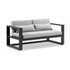 Santorini 2 Seater Outdoor Aluminium Lounge Charcoal & Textured Grey Cushions