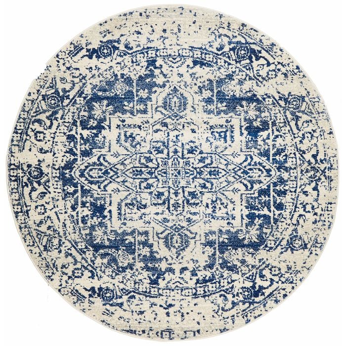 Sense 253 Navy 200x200cm - Medium Round Transitional Pet Friendly Indoor Rug