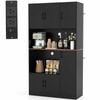 Costway 1.8M Pantry Cupboard Cabinet w/Power Outlet/Microwave Stand Black