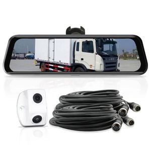 Elinz K Series 9.6" Full Screen Display Replacement Mirror Monitor Dual Lens Ahd 1080p Reversing Camera 10m Cable