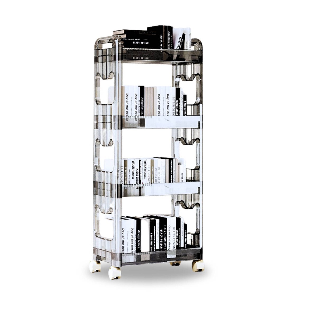 SOGA 38x24cm Black 4 Tier Bookshelf & Cosmetic Storage Organizer