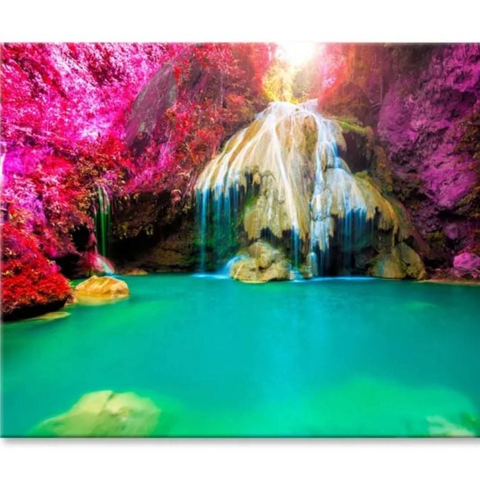 Wonderful Waterfall with Colorful Tree  Print 100% Australian Made 90 x 60cm  (Stretched)