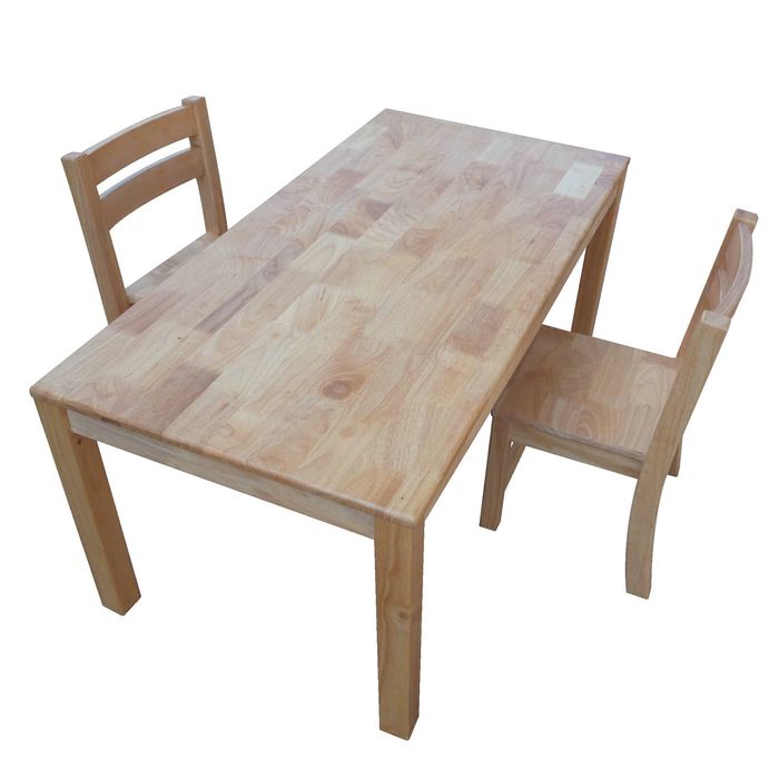 Solid Rectangular Table 120cm & 2 Stacking Chairs