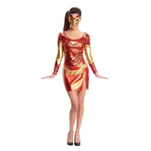 Iron Lady Rescue Superhero Halloween Costume for Adults, Medium