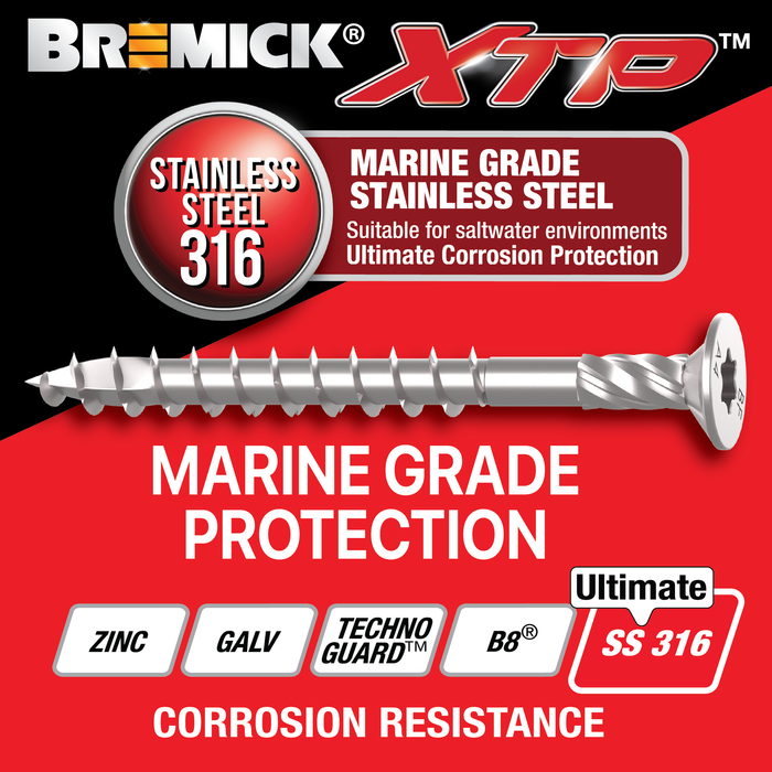 Bremick XTP 14g x 75mm T40 Stainless Steel 316 Bugle Batten - 25 Pack