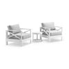 Kansas Lounge Patio Balcony Set Side Table White & Olefin Grey Cushions