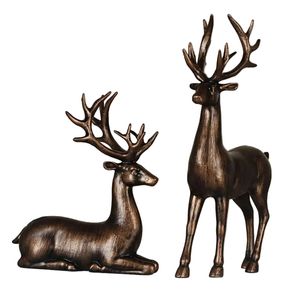 Lifebay Bronze Elk Figurine Pair Christmas Decoration