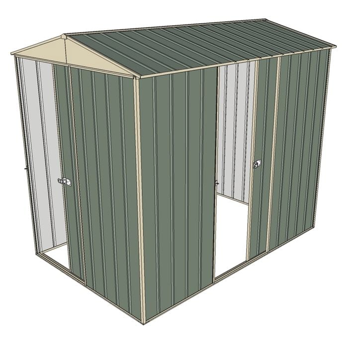 Build-a-Shed 1.5 x 2.3 x 2.3m Narrow Front Gable Dual Single Sliding Door Shed - Green