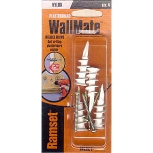 Ramset Wallmate Nylon with Screws White 4pk