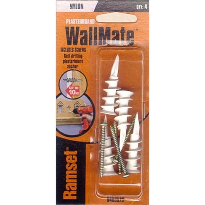 Ramset Wallmate Nylon with Screws White 4pk