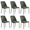 Oikiture Set of 6 Dining Chairs Chenille Fabric Green