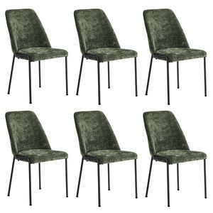 Oikiture Set of 6 Dining Chairs Chenille Fabric Green