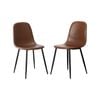 Oikiture 2PC Dining Chair PU leather Brown