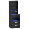 Advwin Tall Bedside Table Nightstand with Charging Station and LED Lights 3 Drawers Black