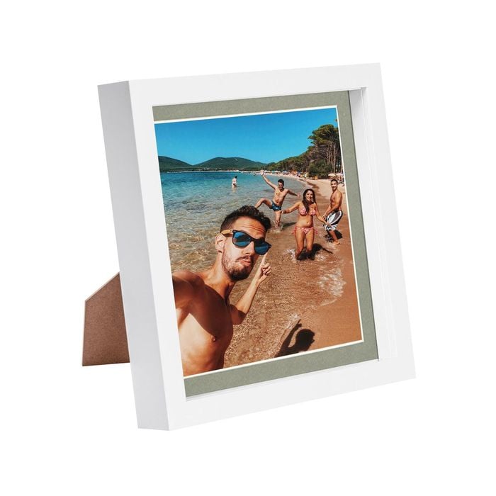 Nicola Spring 8" x 8" White 3D Box Photo Frame - 6" x 6" Mount