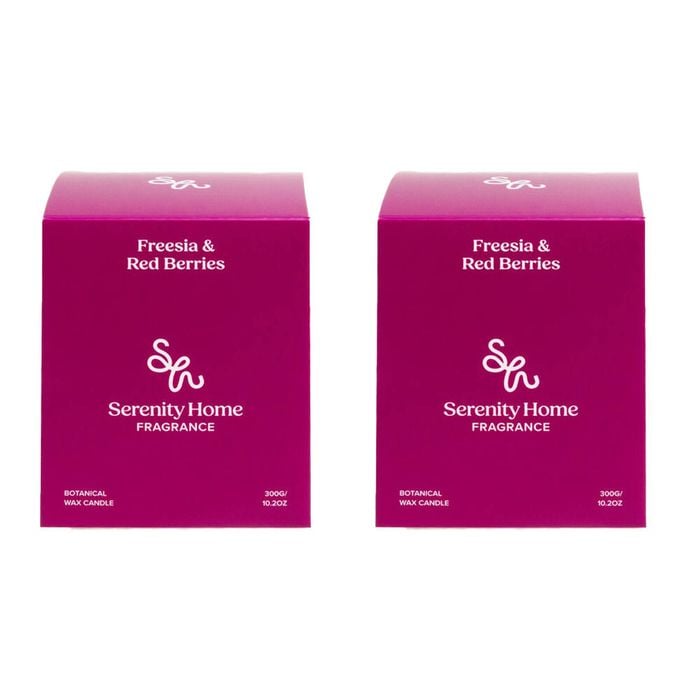 2PK Serenity Freesia and Red Berries Scent Home Fragrance Candle Jar 300g