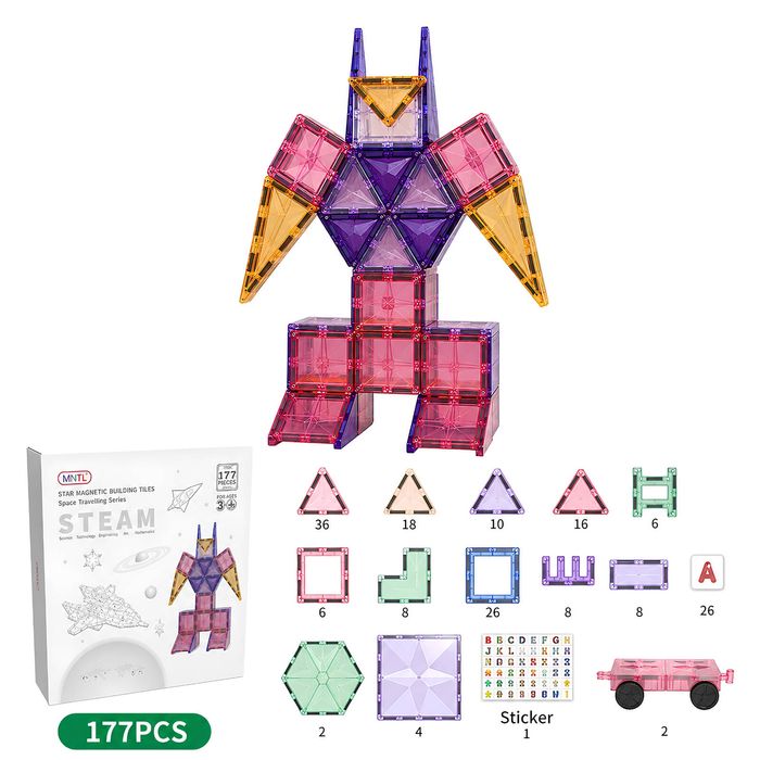 Magnetic Pastel Tiles - 177pcs