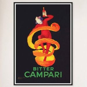 Galrie Bitter Campari Vintage Advertising Poster by Leonetto Cappiello Italian Art, Black Frame, A1 60 x 84cm (23 x 33inch)