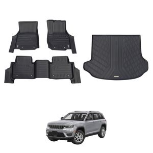 AUSGO Floor Mats & Boot Liner Set for Jeep Grand Cherokee WL Series 5-Seat 2022-Onwards Car Floor Liners Cargo Mat