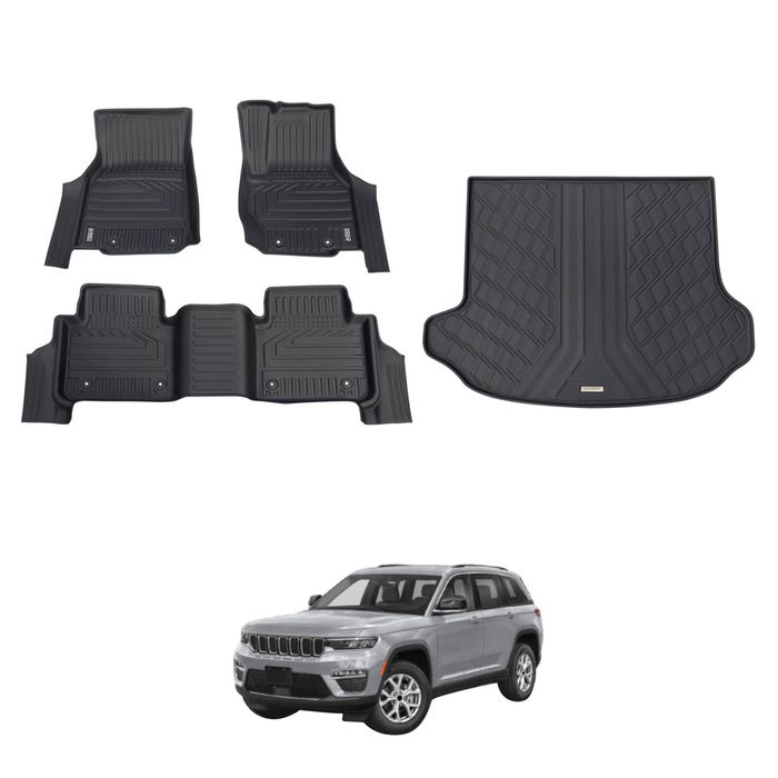 AUSGO Floor Mats & Boot Liner Set for Jeep Grand Cherokee WL Series 5-Seat 2022-Onwards Car Floor Liners Cargo Mat