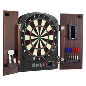 Vevor Dartboard And Cabinet Set Brown Complete With All Accessories Perfect For Cricket Games
