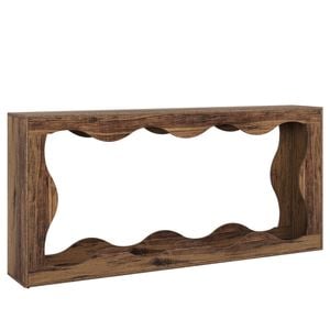 Oakory 160cm Rustic Brown Console Table With Scalloped Edge Design And Dual Shelves